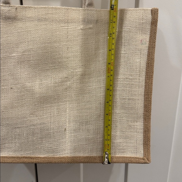 Yogi’s Gift Jute and Cotton Tote Bag, Cream and Tan, 16 x 12 inches - Picture 3 of 6